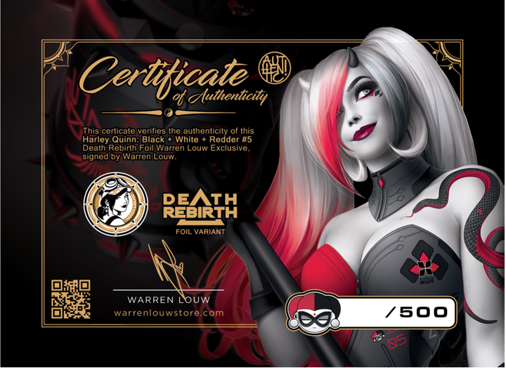 HARLEY QUINN BLACK WHITE REDDER #5 (OF 6) WARREN LOUW STORE FOIL EXCLUSIVE OPTIONS