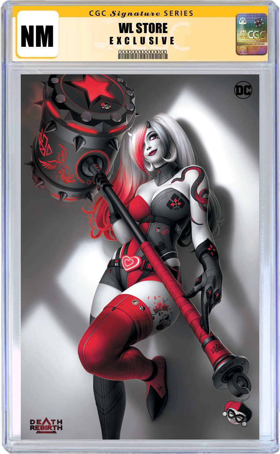 HARLEY QUINN BLACK WHITE REDDER #5 CGC 9.8 SIGNED WARREN LOUW STORE FOIL EXCLUSIVE