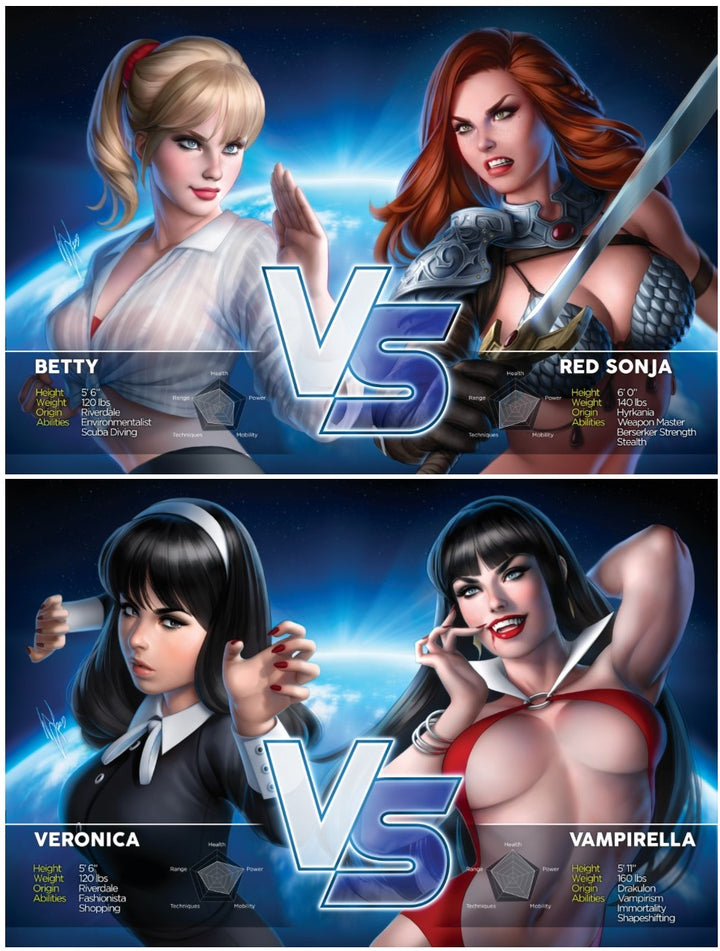 RED SONJA VAMPIRELLA BETTY VERONICA #1 WARREN LOUW EXCLUSIVE SET