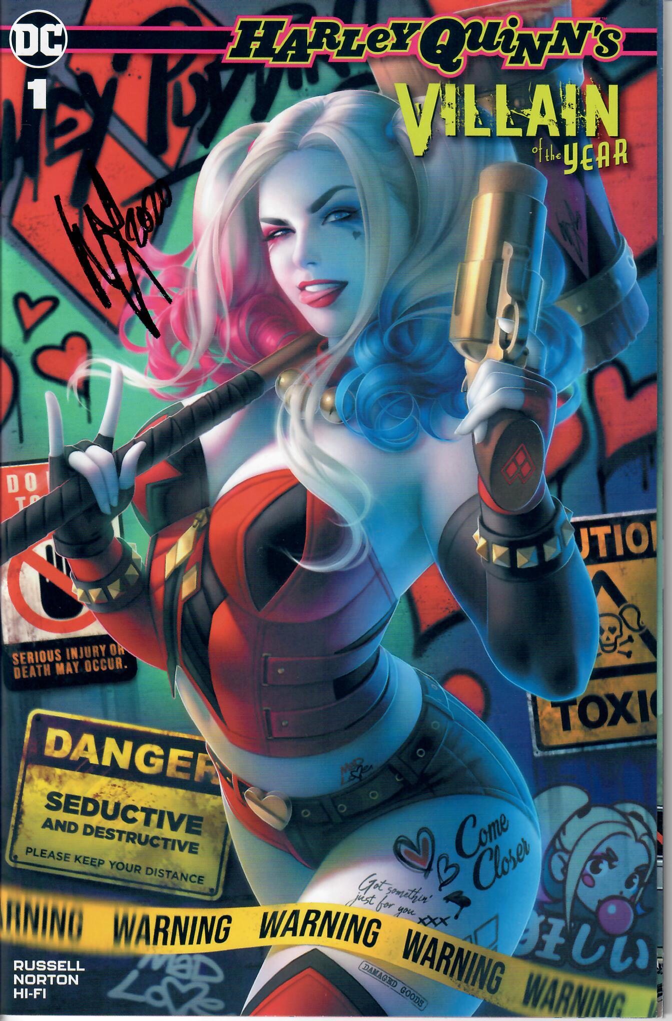HARLEY QUINN VILLAIN OF THE YEAR COVER A SIGNED WITH COA